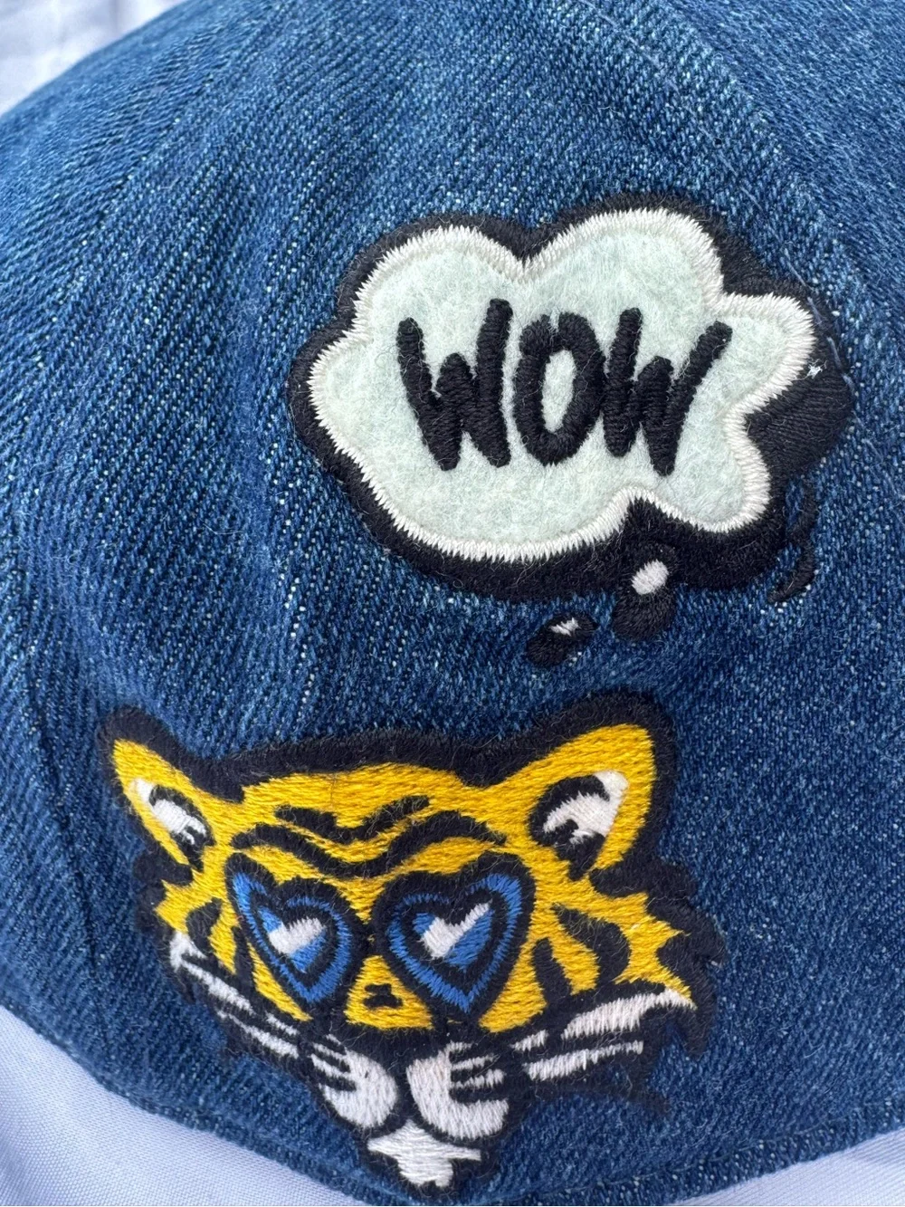 KENZO Kids Blue Denim Tiger Patch Baseball Cap Size 54